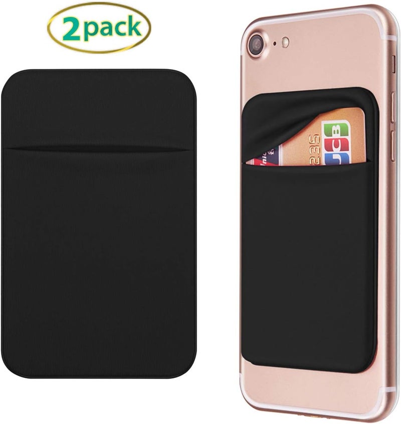 OBVIS Cell Phone Pocket Self Adhesive Card Holder Stick On Wallet Sleeve with Adhesive ID Credit Card ATM Card Holder for iPhone Android 2 PACK BLACK - Image 2